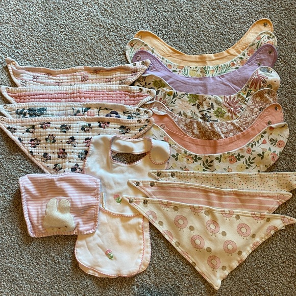 aden + anais Other - Lot of 17 baby girls bandana drool bib Aden Anais Minnie Disney burp cloth